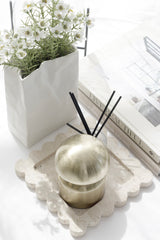 Scalloped Travertine Tray from Papier HQ – Modern Organic Stone Styling Piece