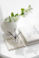 Scalloped Travertine Tray from Papier HQ – Modern Organic Stone Styling Piece