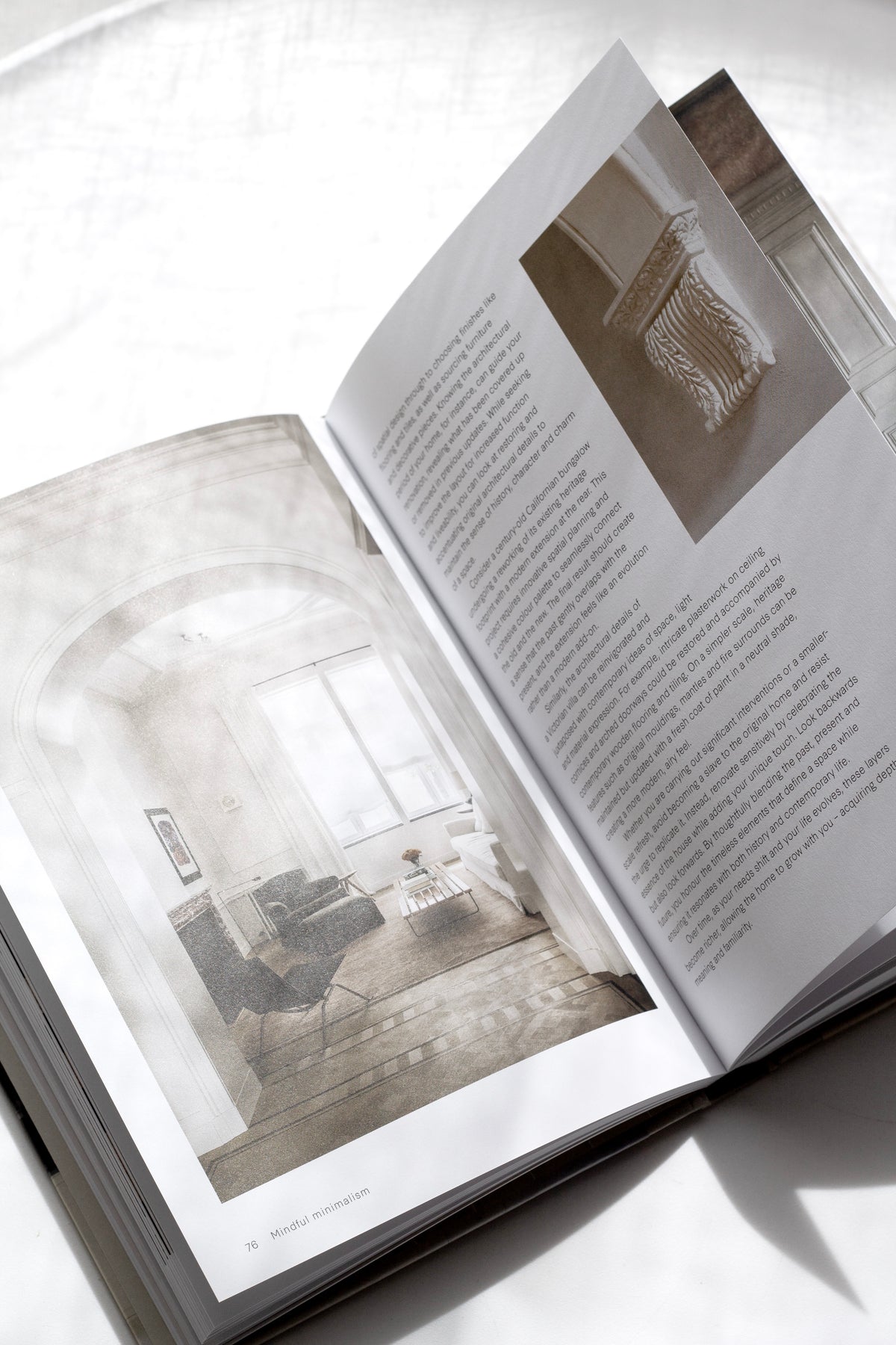 The Quiet Home page spread showing a calming interior