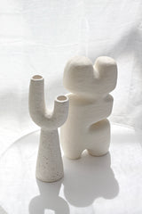 Abstract Block Sculpture in Beige — Ceramic Modern Decor (2 Sizes)