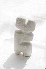 Abstract Block Sculpture in Beige — Ceramic Modern Decor (2 Sizes)