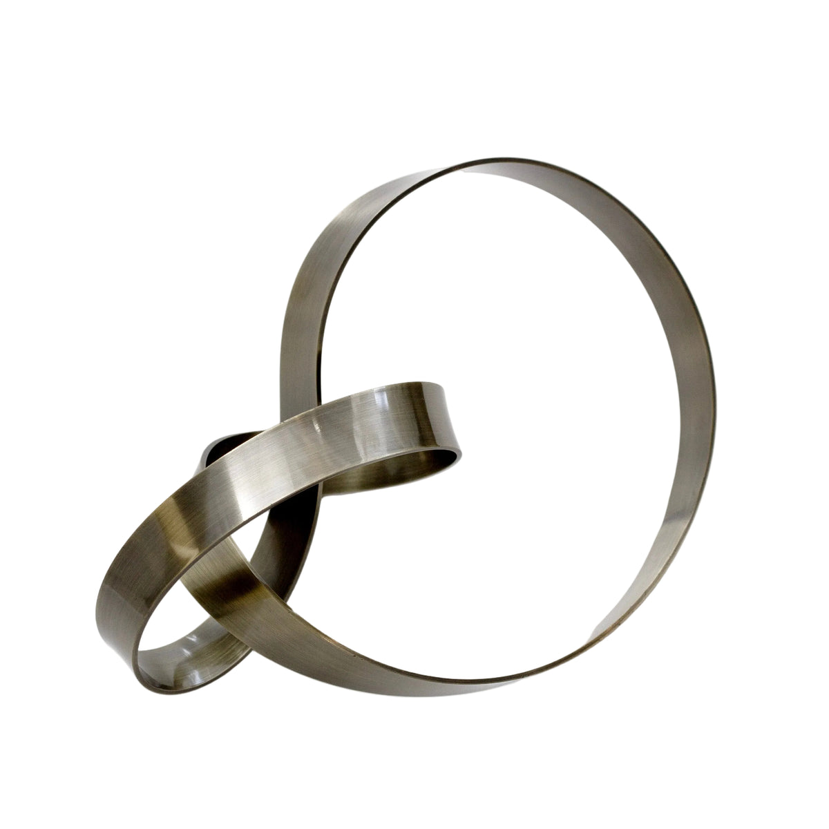 Infinity Loop sculpture in bronze finish on a white background
