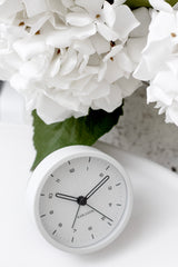Tinge Alarm Clock – White | Compact, Silent Sweep Travel & Bedside Clock