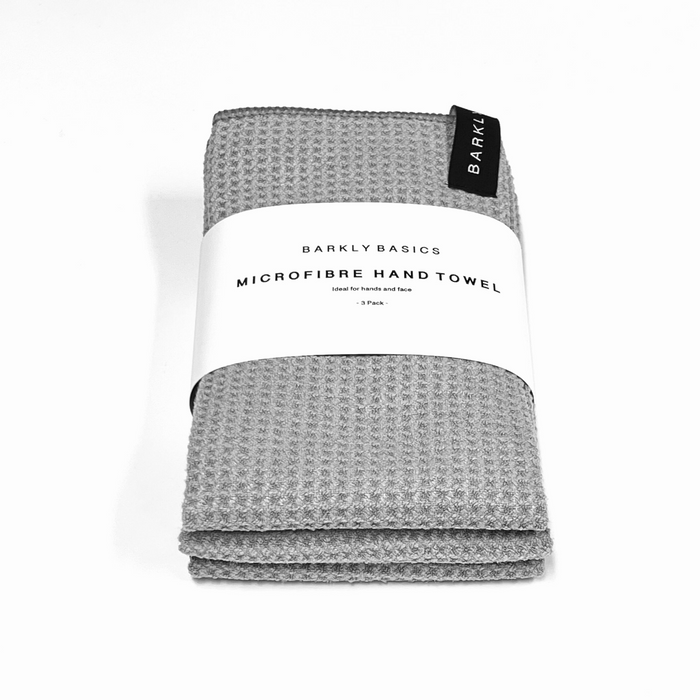 Barkly Basics Grey Microfibre Hand Towels – Pack of 3 Premium Waffle