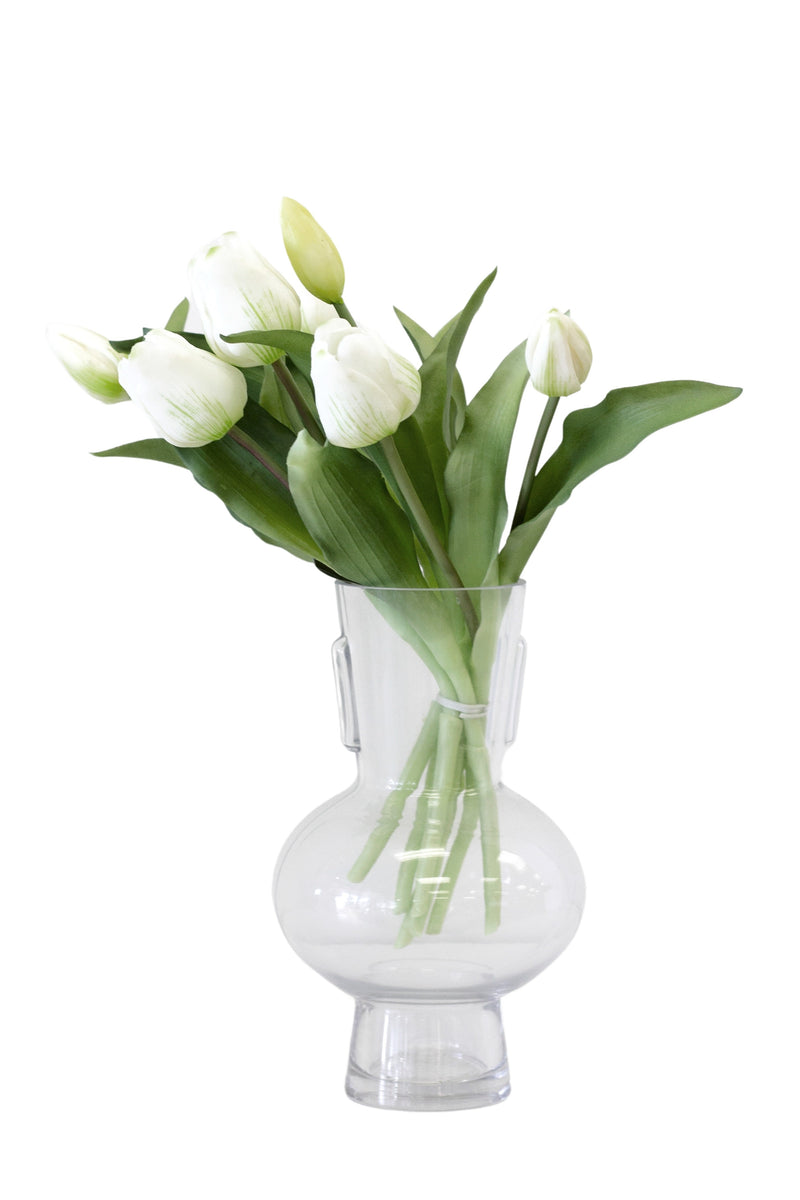Artificial Flora's Tulip Bouquet arranged in a clear vase.