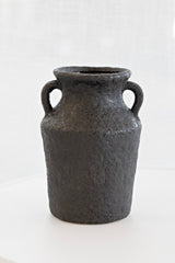 Kaia Stone Vase – Black Textured Vessel 17x25cm