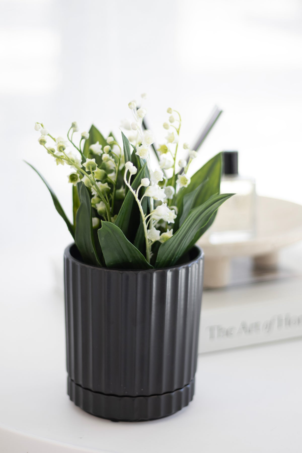 Athens Planter Black – Ribbed Ceramic Pot with Saucer & Drainage (3 Sizes)