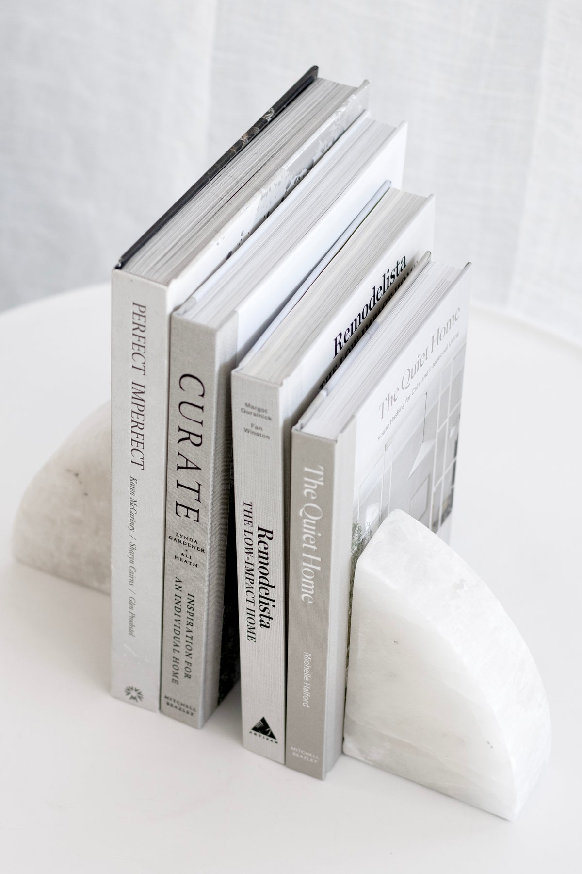 Solid Marble Rounded Bookends – Sculptural Shelf Decor