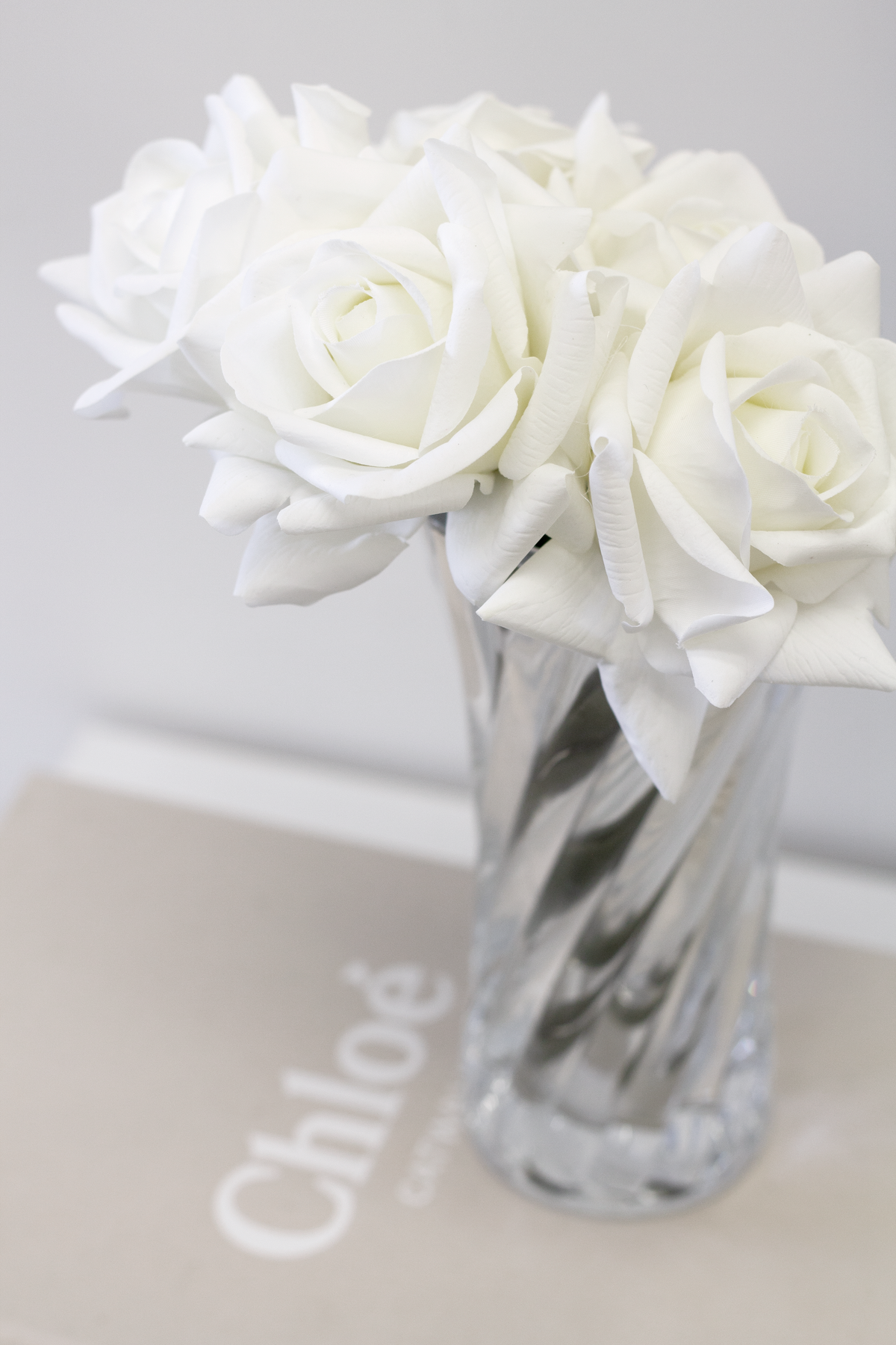 Rose Bundle, 5 Real Touch Faux Blooms, White or Pink