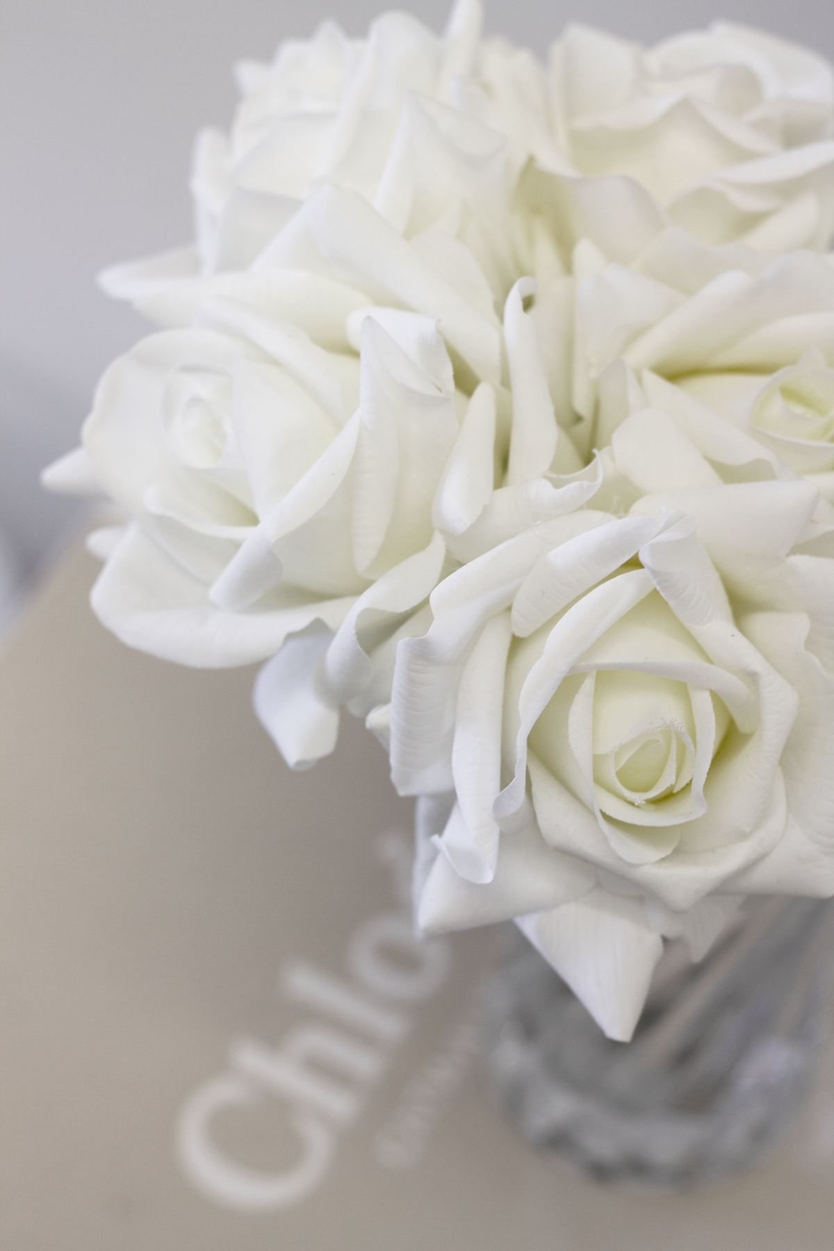 Rose Bundle, 5 Real Touch Faux Blooms, White or Pink