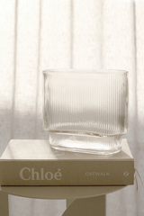 Glass Ribbed Vase - Wide