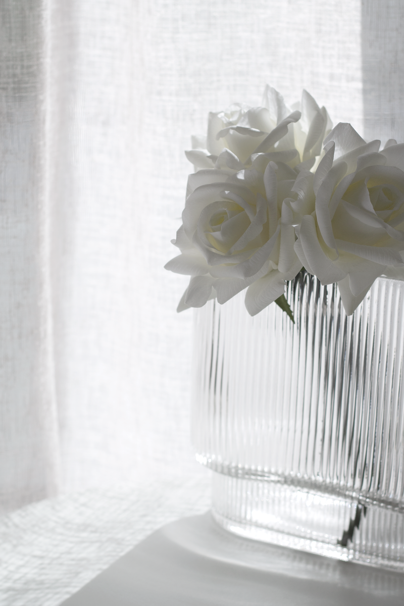 Glass Ribbed Vase - Wide