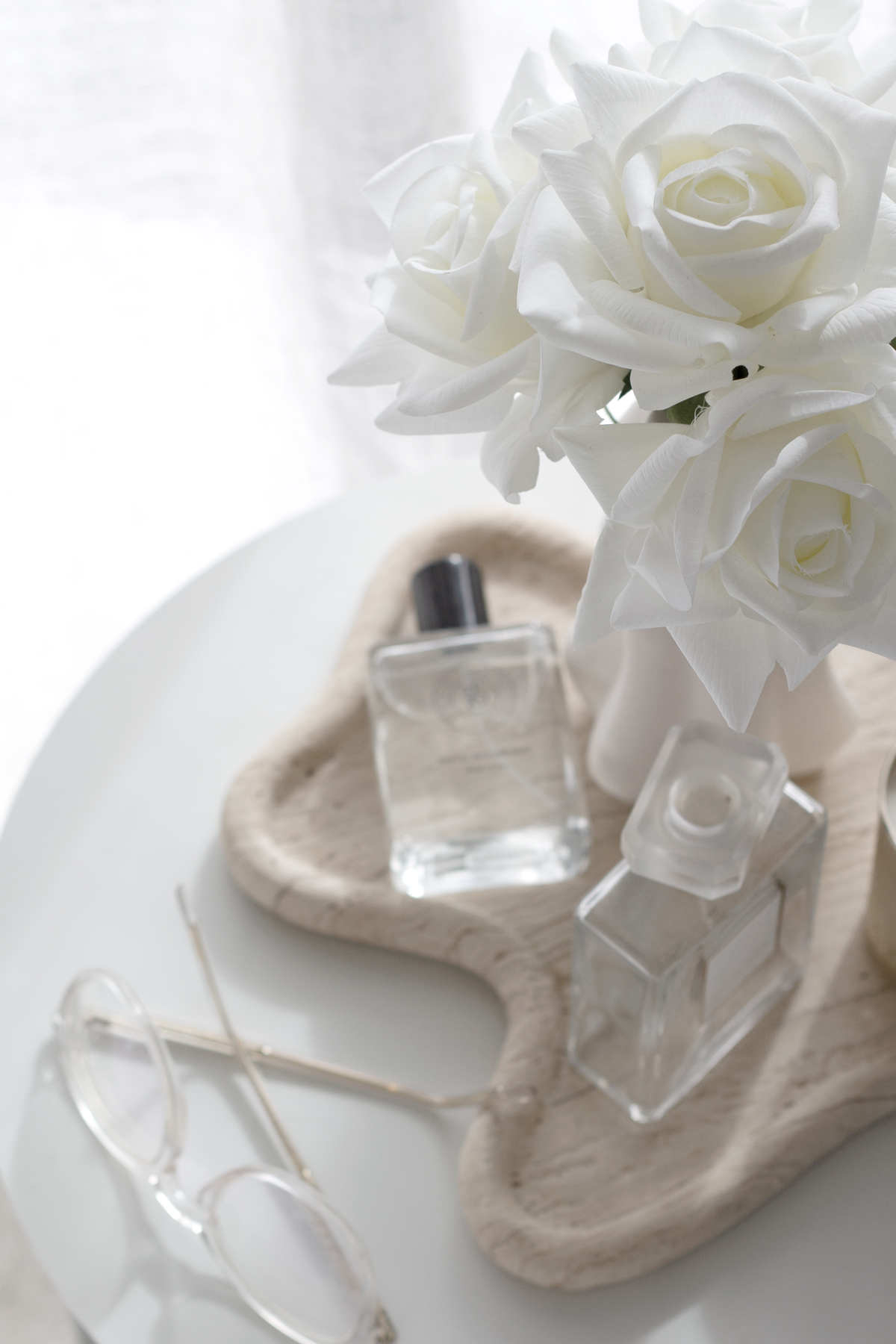 Rose Bundle, 5 Real Touch Faux Blooms, White or Pink