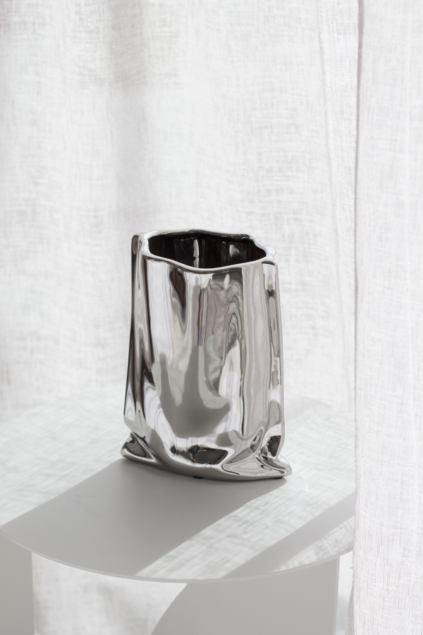 Metallic Bag Vase - Silver / Gold