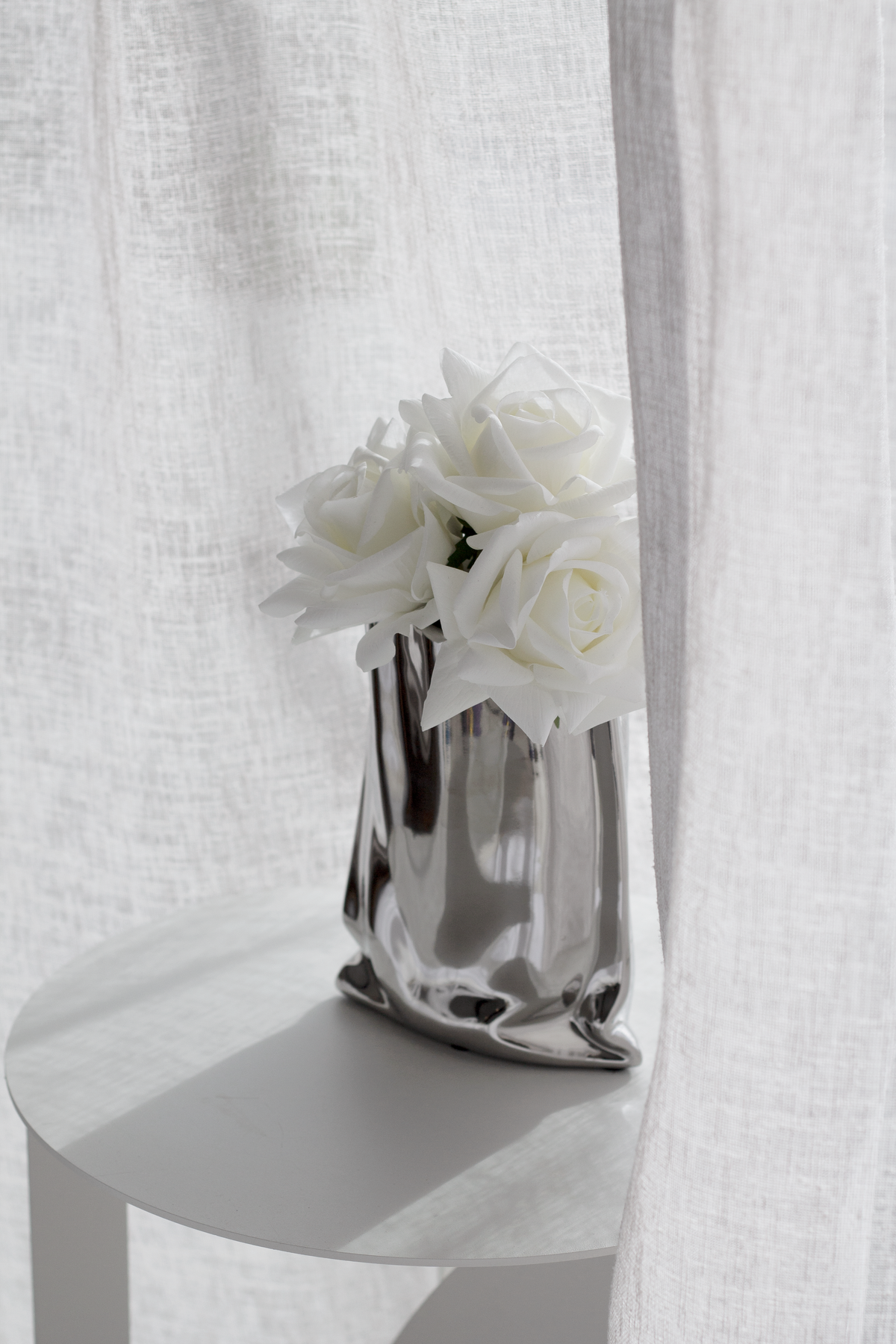 Rose Bundle, 5 Real Touch Faux Blooms, White or Pink