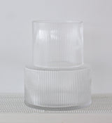 Wide Ribbed Glass Vase