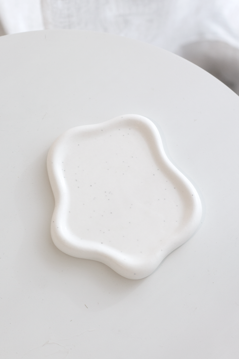 Cloud Ceramic Trinket Dish - Silver / White