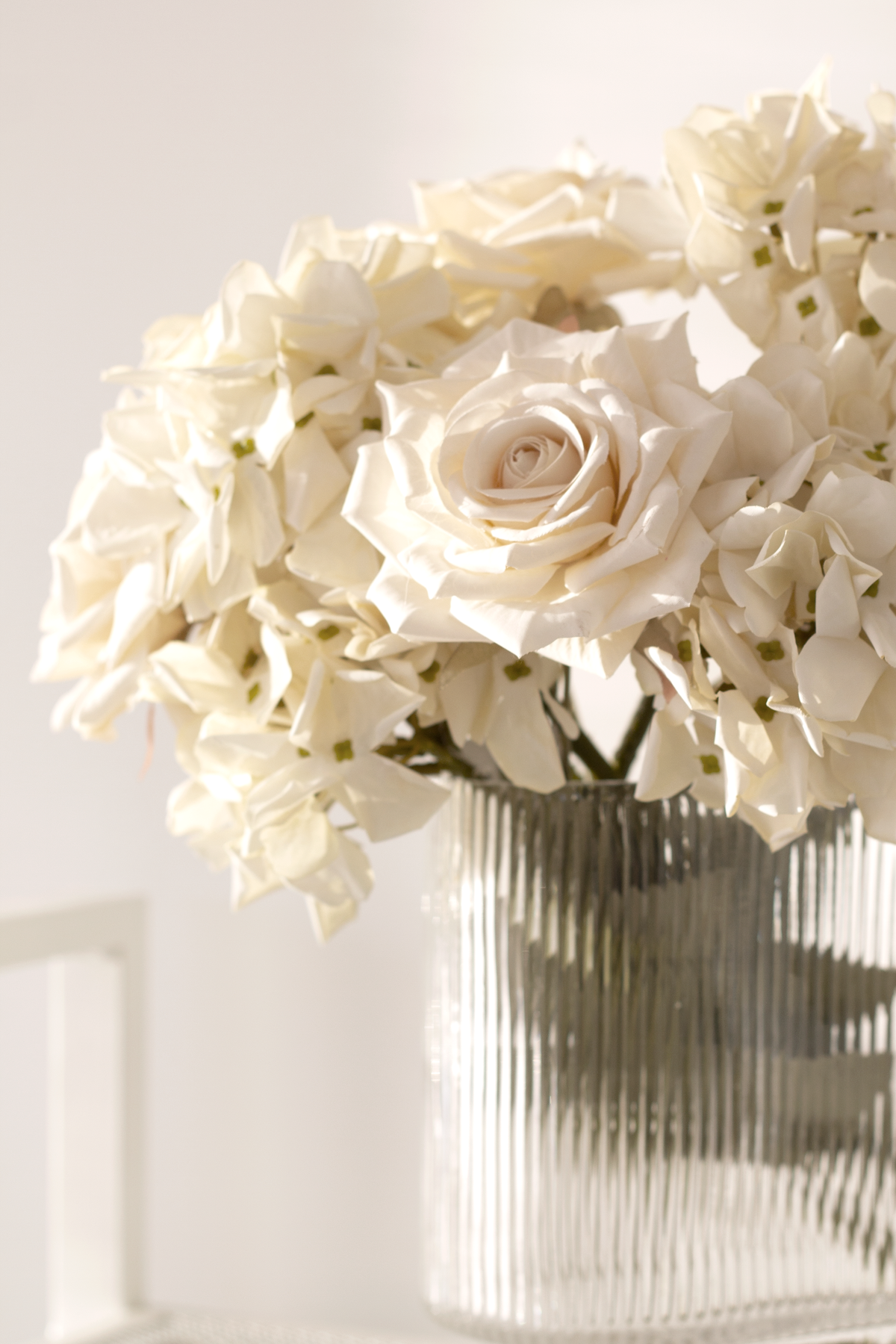 Petite faux hydrangea stem in rose pink