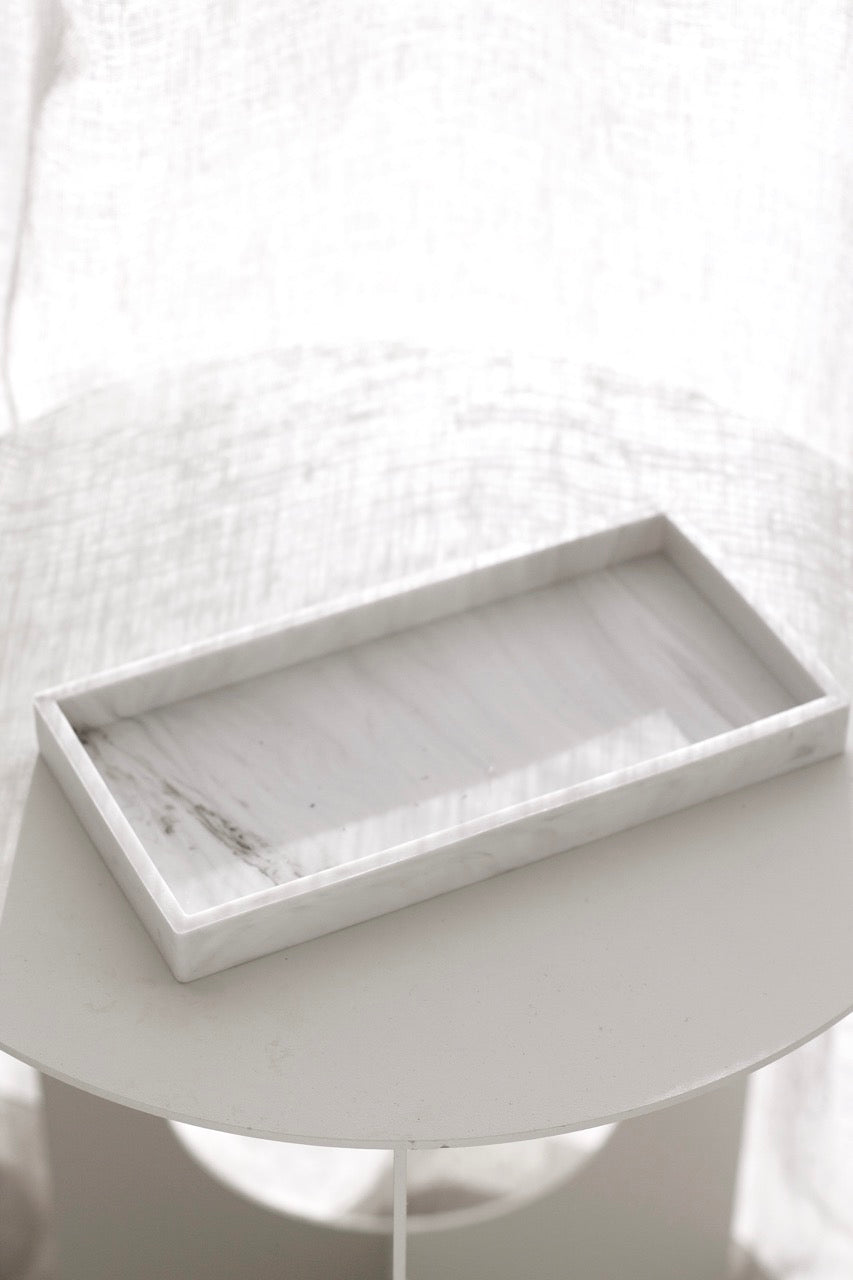 Marble Silicone Tray small size on bathroom vanity