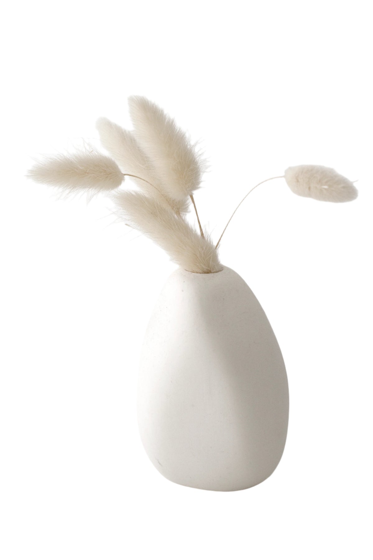 Harmie Pipi White ceramic vase by Ned Collections styled with dried stems