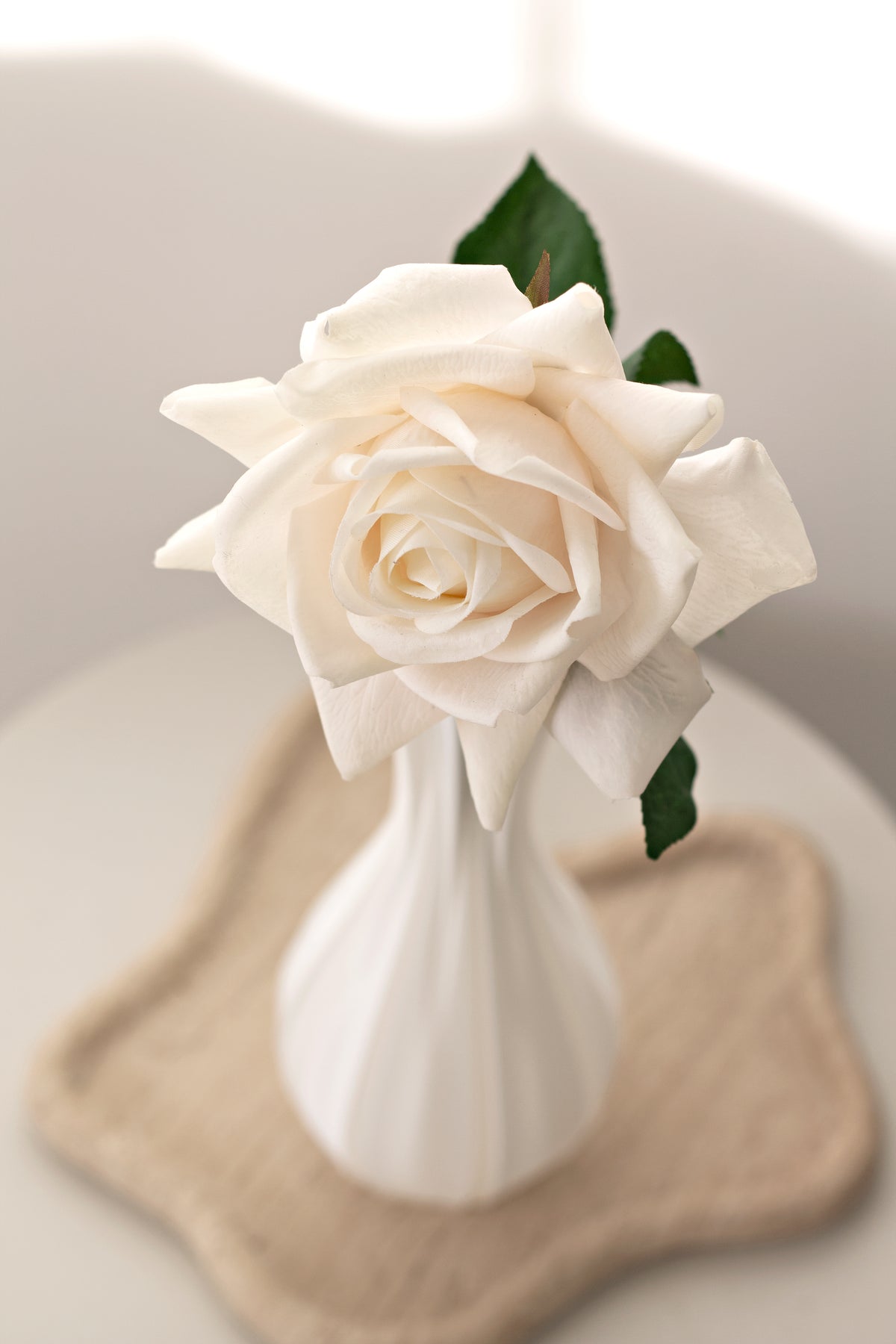 Aida Real Touch Rose, White & Peach 65cm Faux Stem