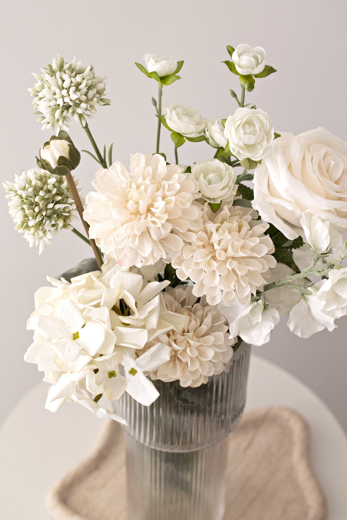 Aida Real Touch Rose, White & Peach 65cm Faux Stem