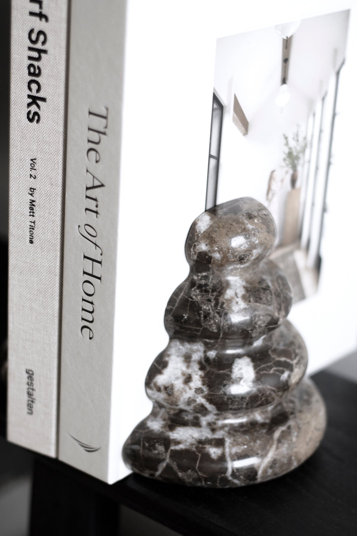 Casa Dark Marble Bookends close-up showing the marble veining