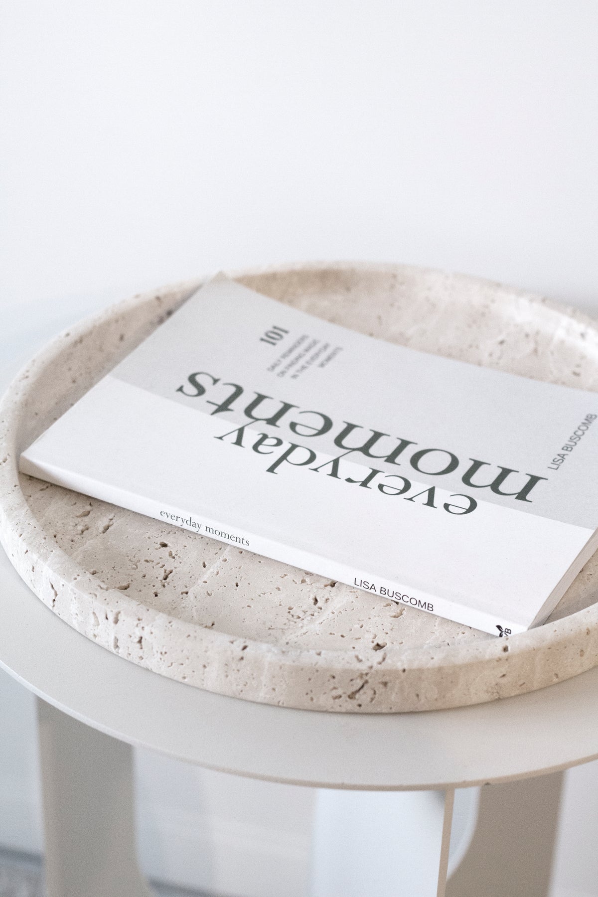 Moon Round Travertine Tray, 28cm Decorative Stone Platter