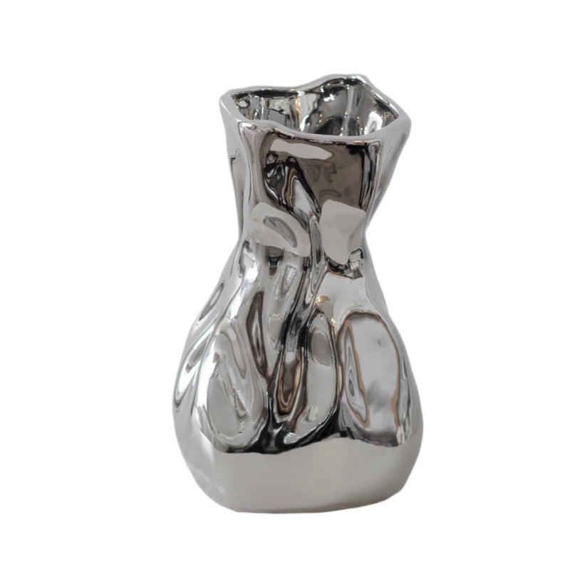 Silver Crinkle Vase