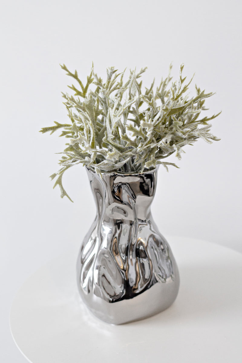 Silver Crinkle Vase