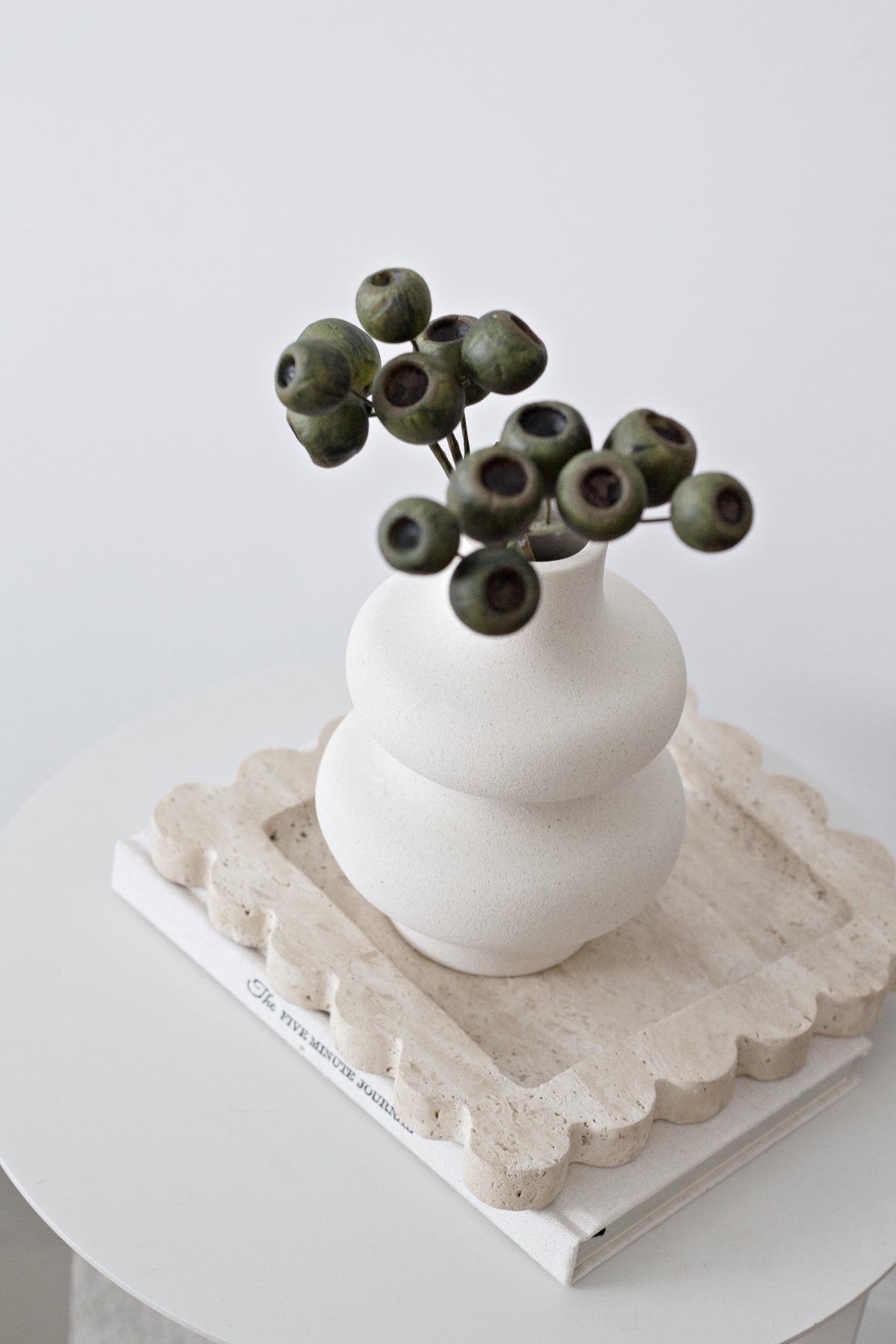 Scalloped Travertine Tray – Organic Stone Styling Piece