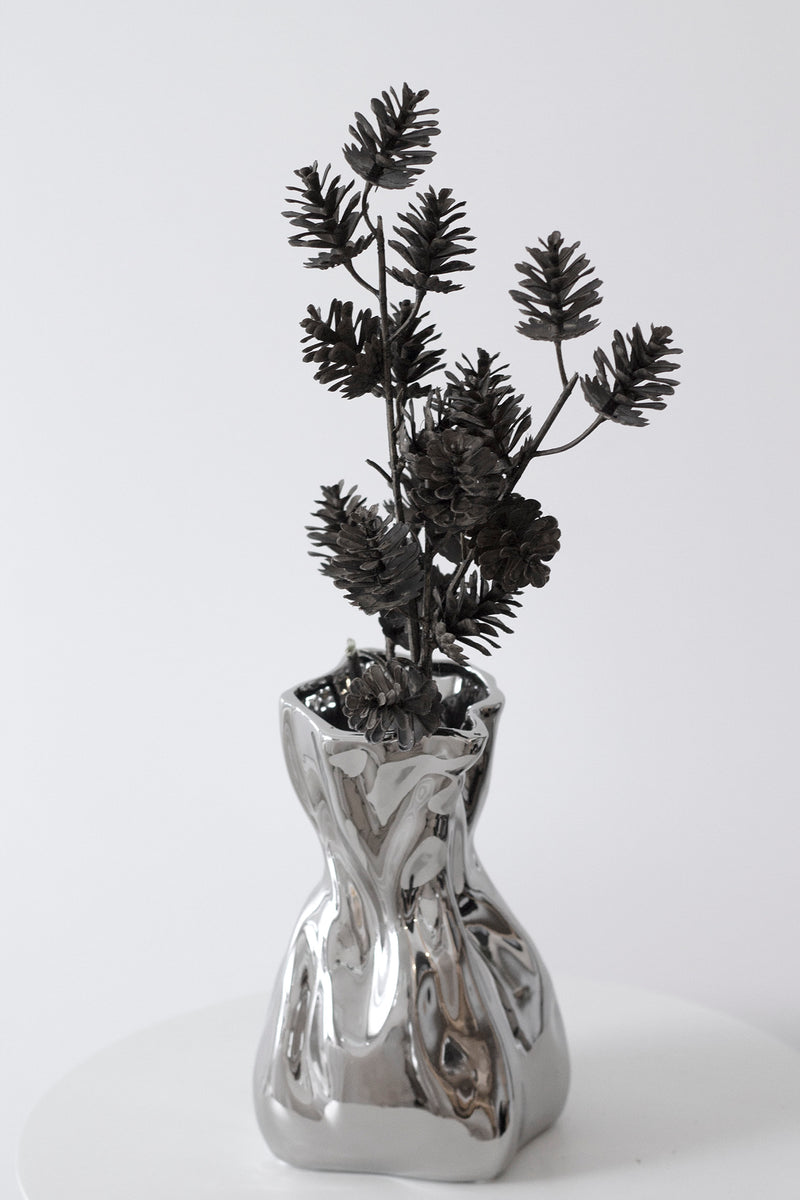Silver Crinkle Vase