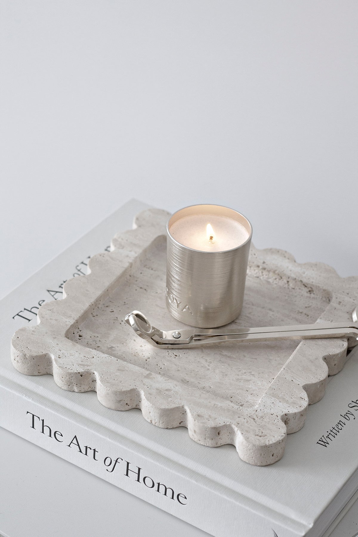 Scalloped Travertine Tray – Organic Stone Styling Piece