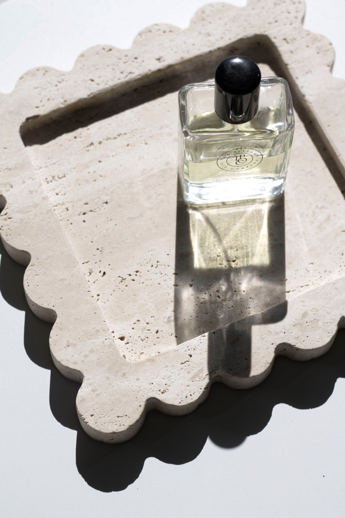 Scalloped Travertine Tray – Organic Stone Styling Piece