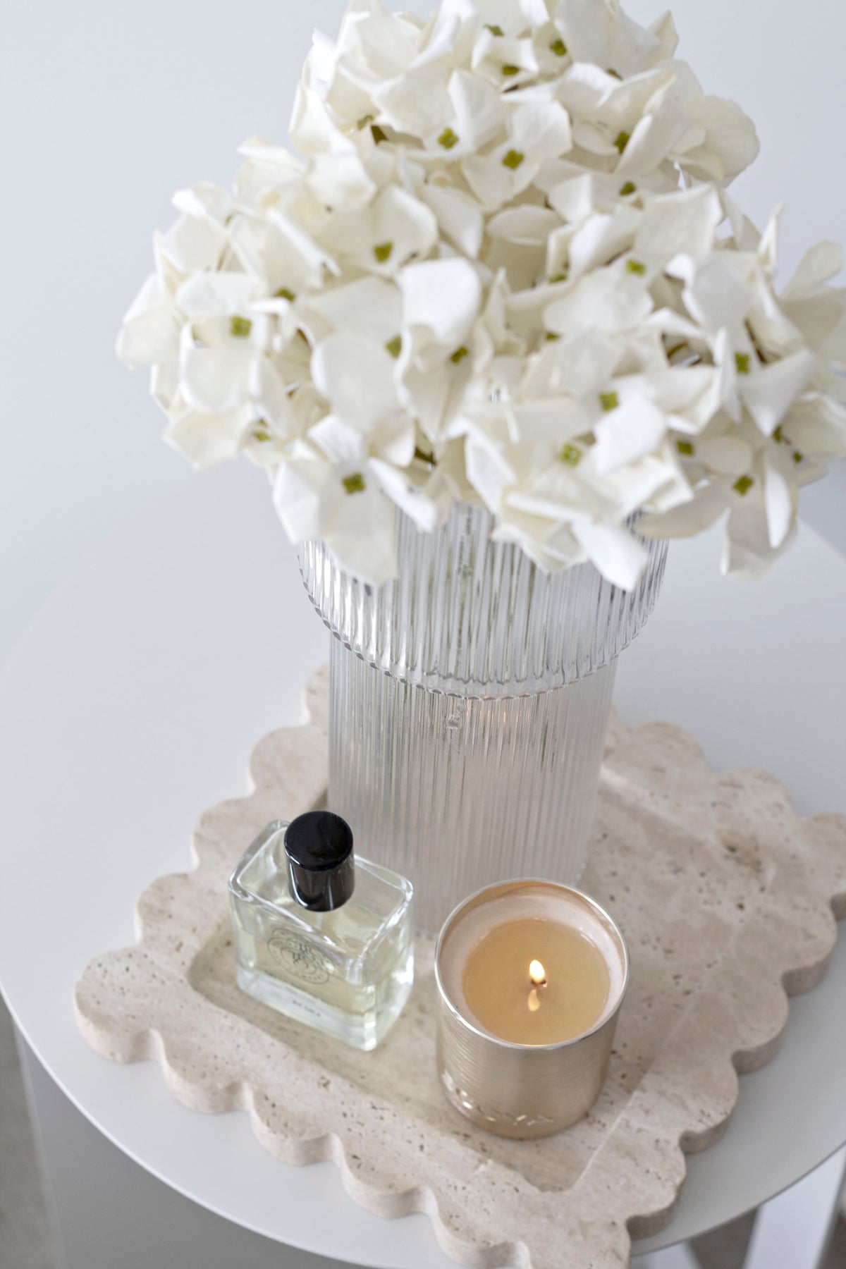 Scalloped Travertine Tray – Organic Stone Styling Piece
