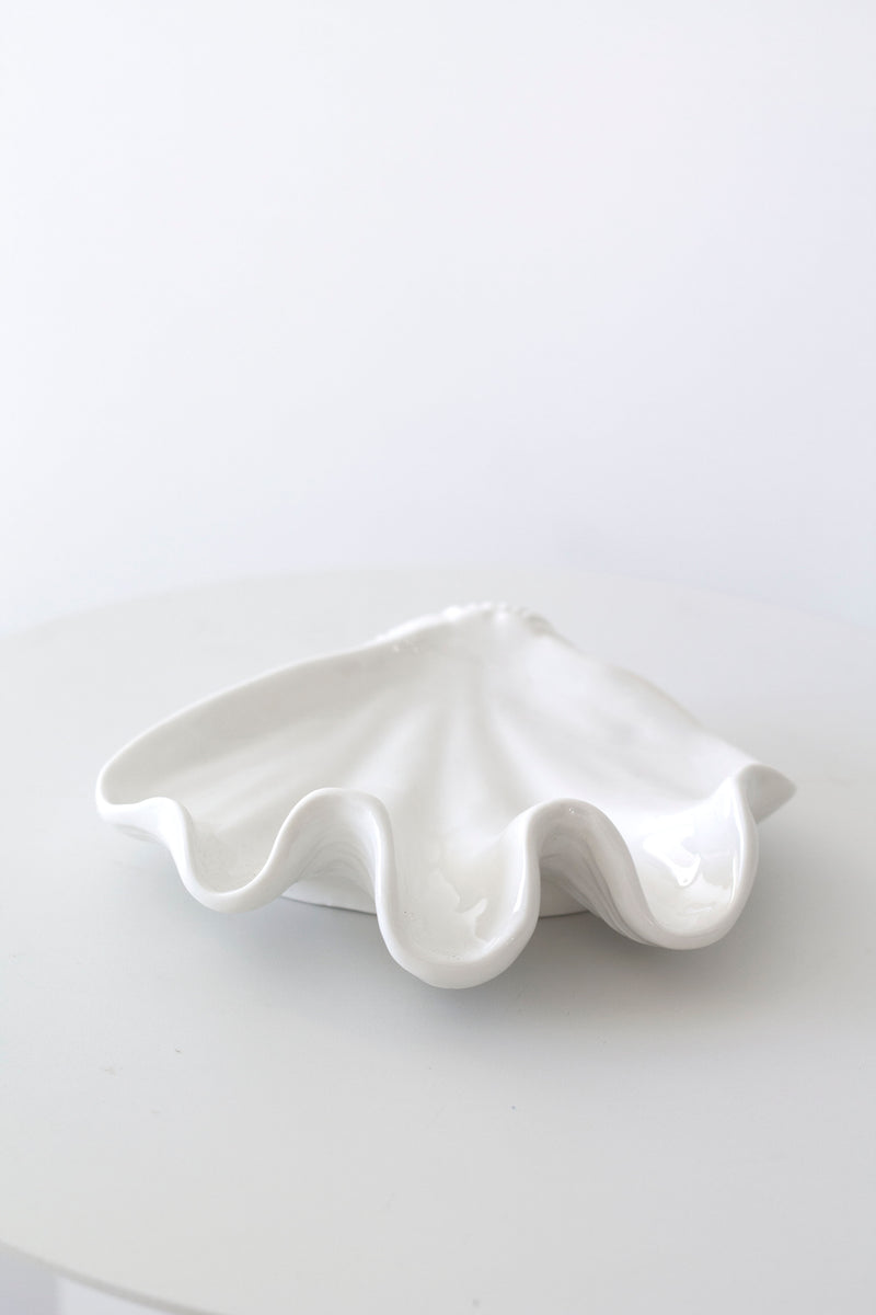 White Ceramic Clam Tray