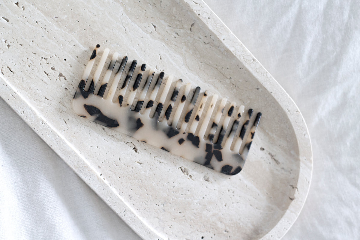 Line Tray, Travertine Display and Serving Tray