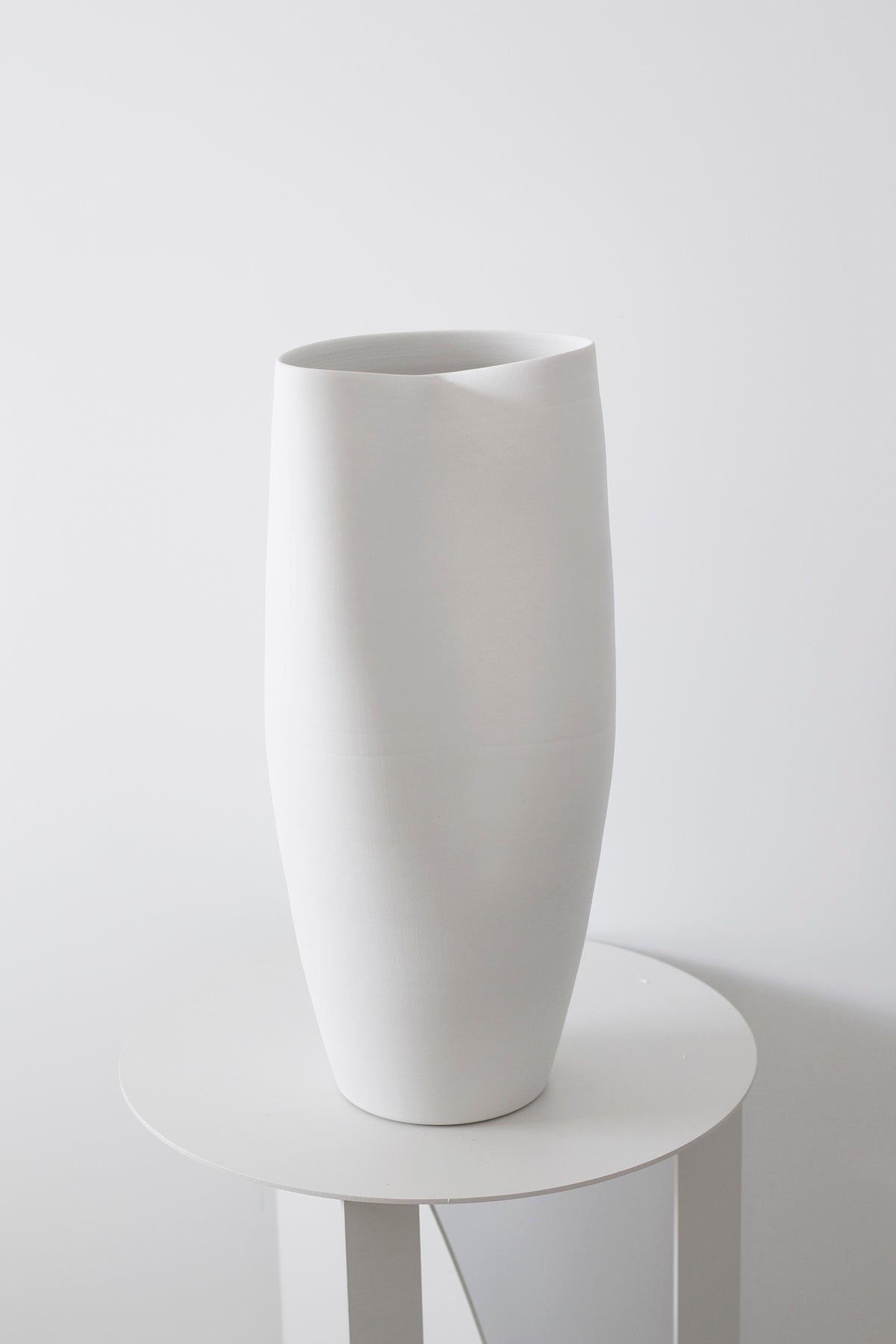 Vault Ceramic Vase – Sculptural White Statement Vessel 38cm