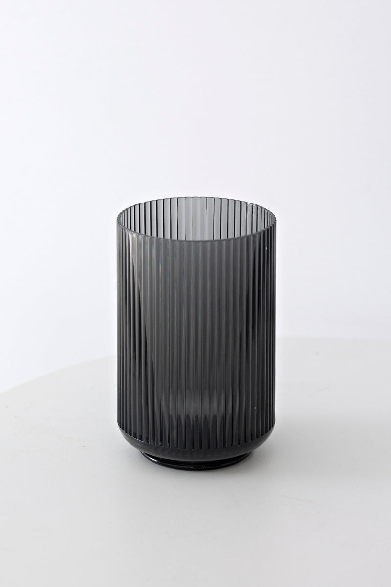Fluted Tumbler - Clear / Grey