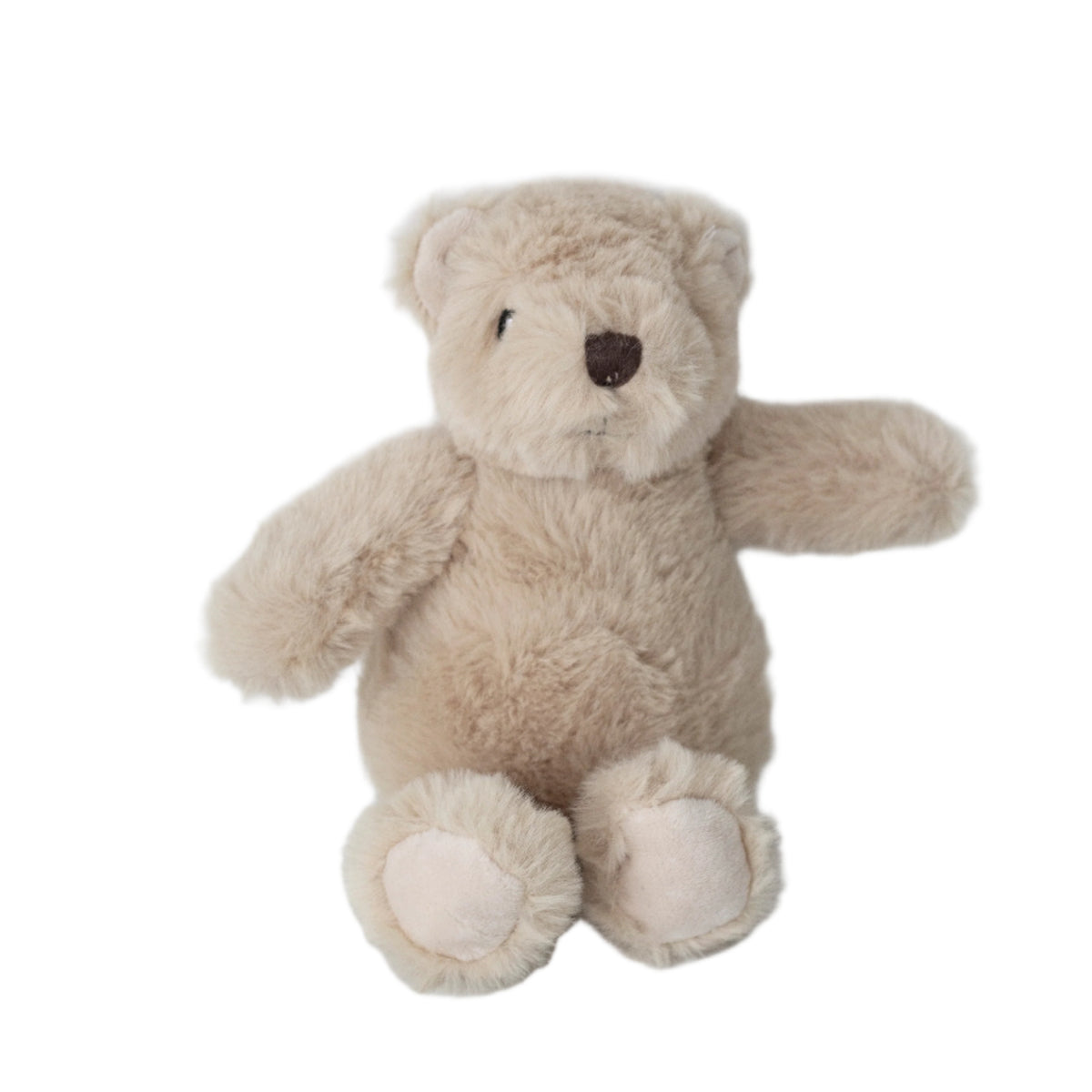 Littlefoot Bear soft toy in fawn, seated, on a plain white background