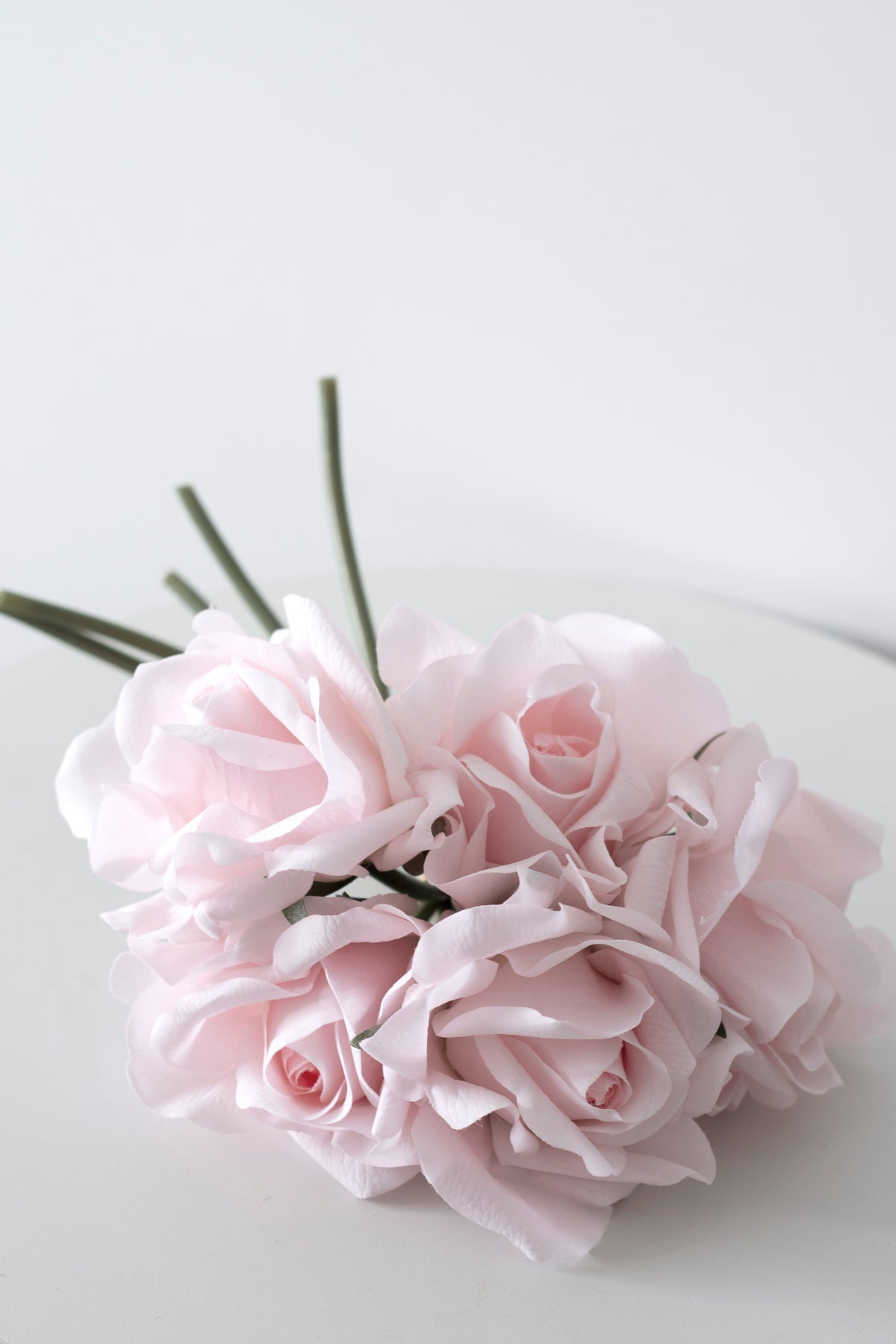 Rose Bundle, 5 Real Touch Faux Blooms, White or Pink