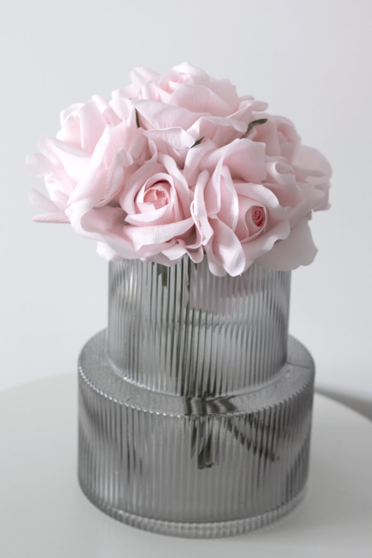 Rose Bundle, 5 Real Touch Faux Blooms, White or Pink
