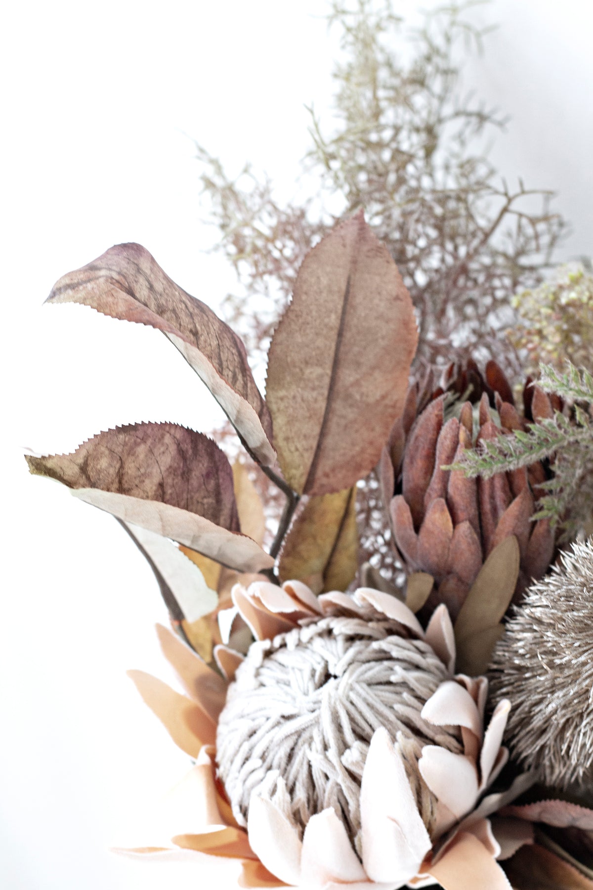 Dried Protea Stem, Peach or Pink 61cm Faux Bloom