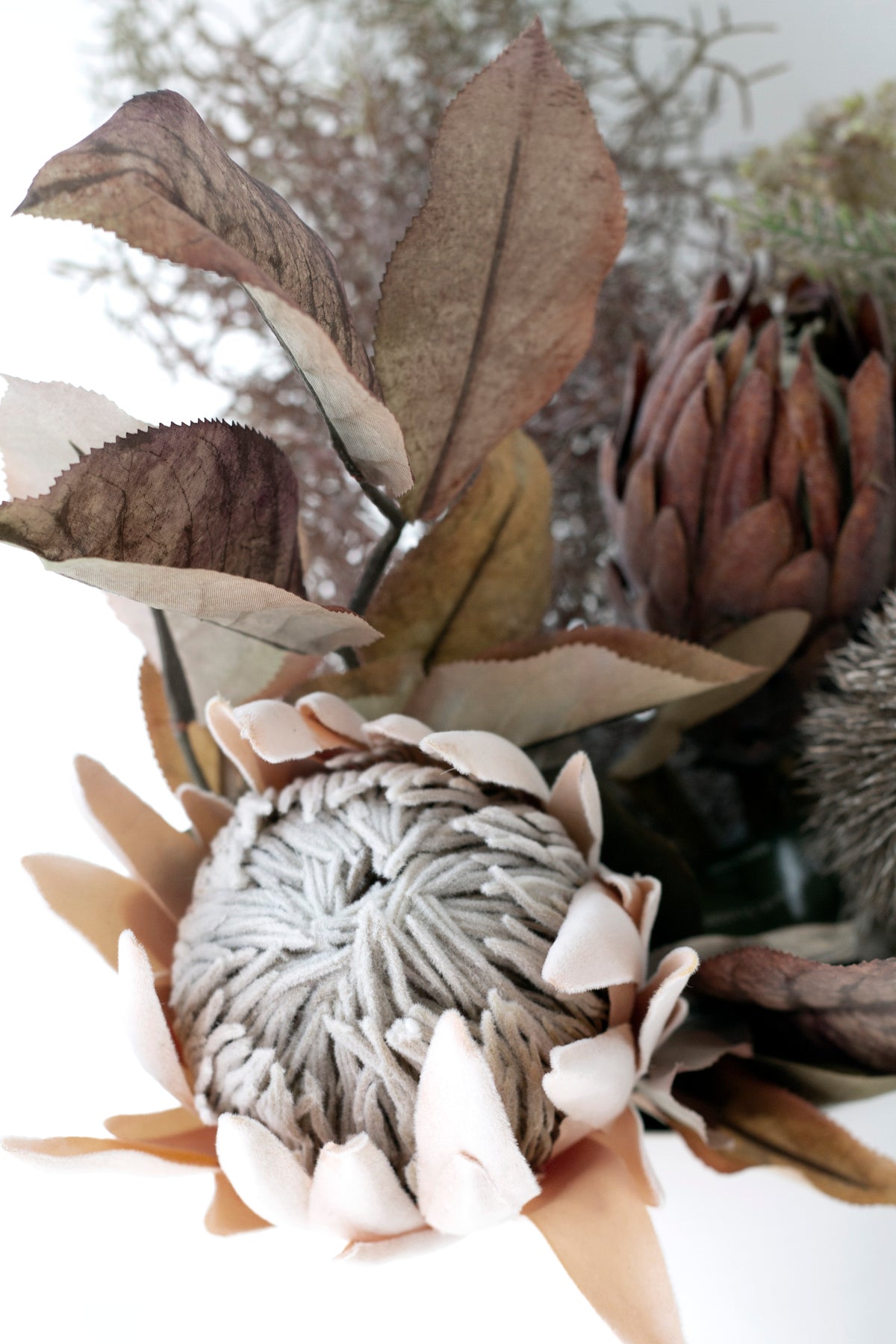 Dried Protea Stem, Peach or Pink 61cm Faux Bloom