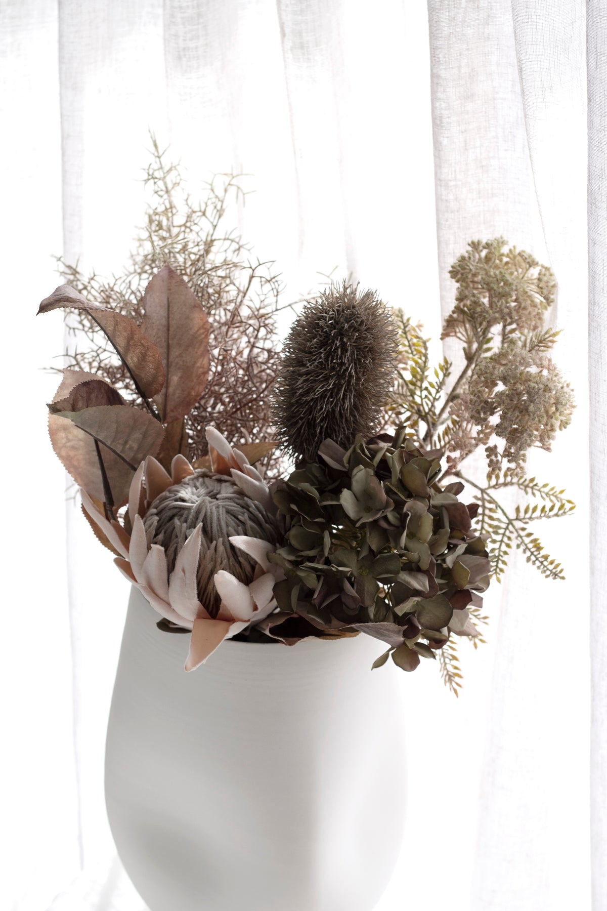 Dried Protea Stem, Peach or Pink 61cm Faux Bloom