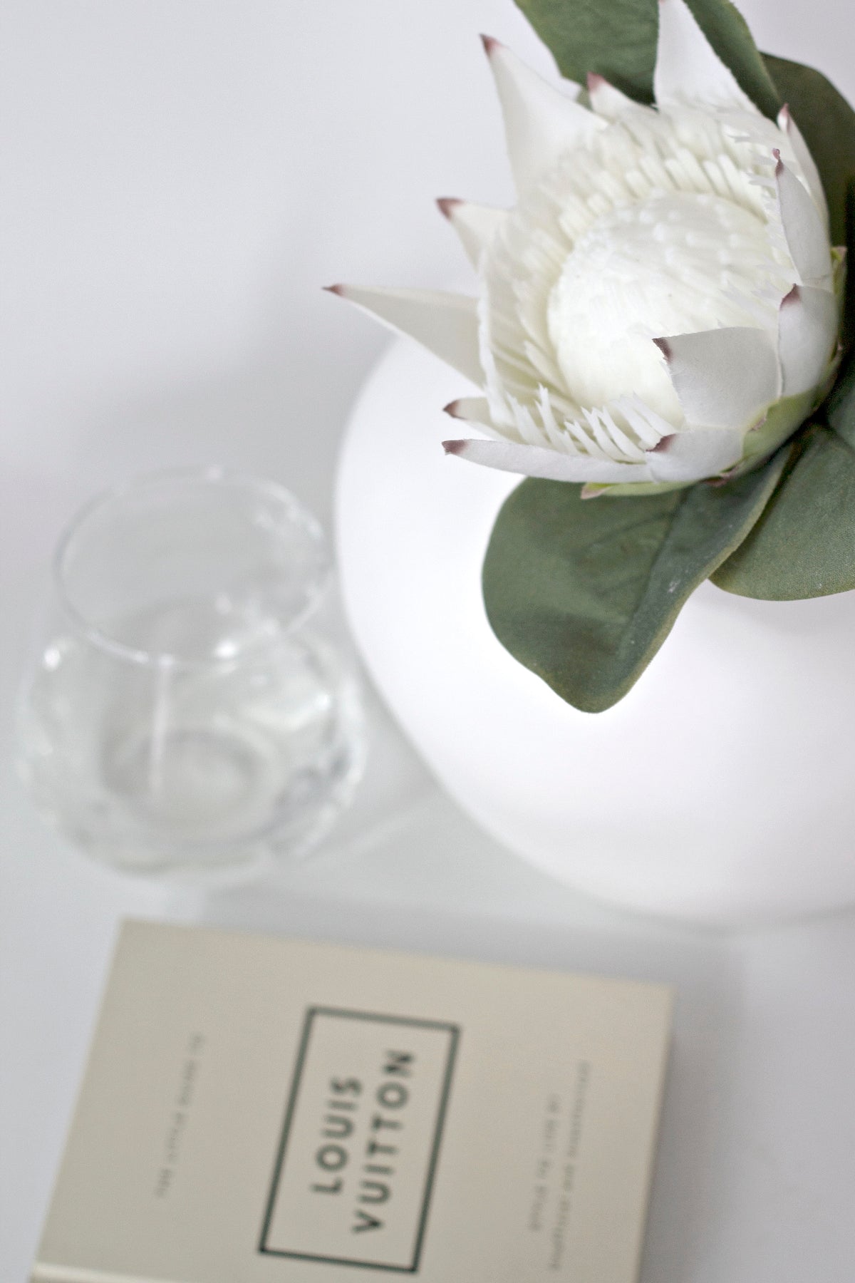 King Protea Spray, White 53cm Real-Touch Faux Stem