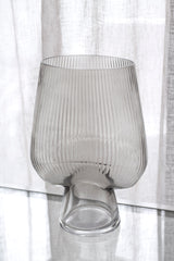 Lianne Ribbed Glass Vase Taupe