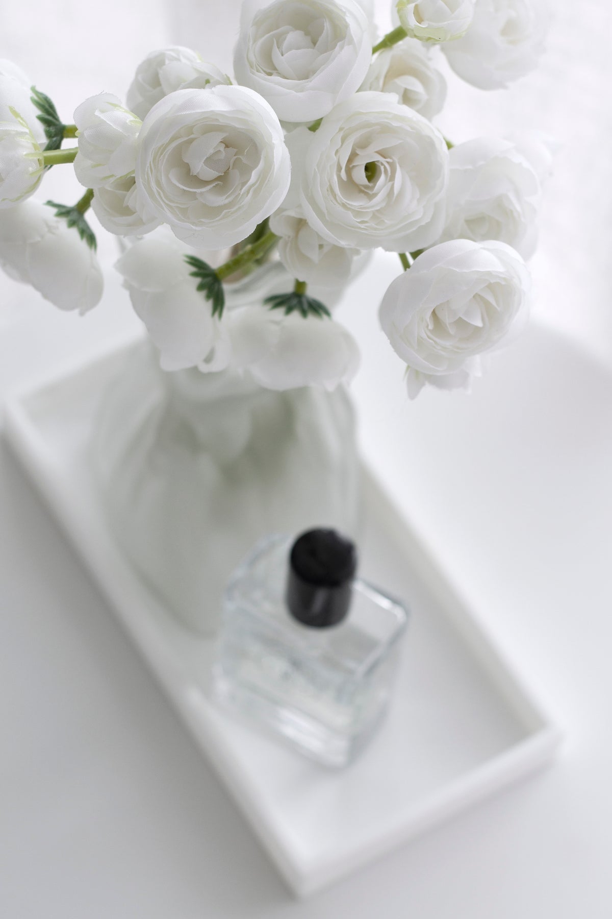 Ranunculus Bunch, White or Latte Faux Silk Bouquet