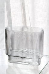 Glass Ribbed Vase - Wide