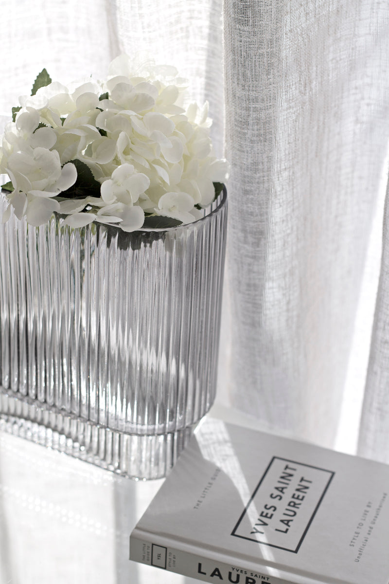 Glass Ribbed Vase - Wide